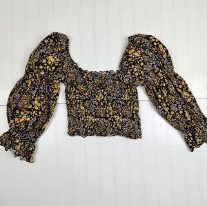 Topshop smocked peasant puffy sleeve top